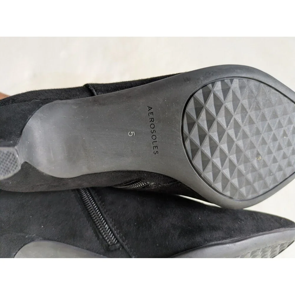 Aerosolese Epigram Black Suede Zip Ankle Bootie Women's US 5